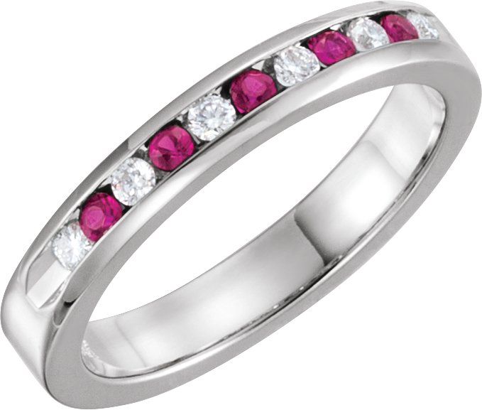 Ruby and .125 CTW Diamond Classic Channel Set Anniversary Band Ref 11738202