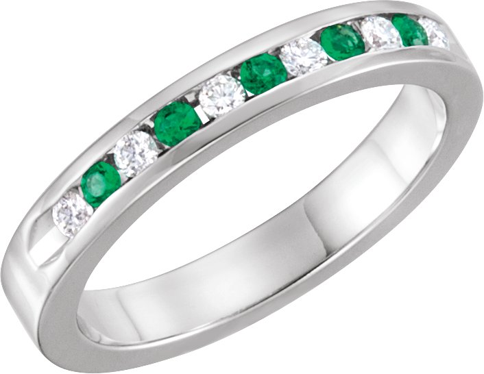 Emerald and .125 CTW Diamond Classic Channel Set Anniversary Band Ref 11736063