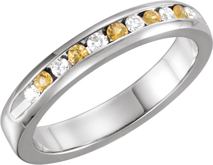Yellow Sapphire and .125 CTW Diamond Classic Channel Set Anniversary Band Ref 11741009