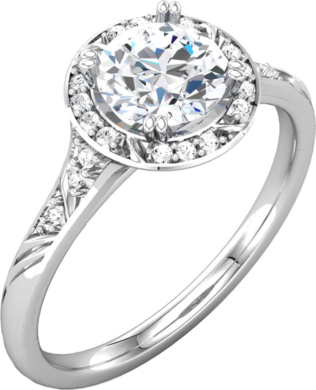 Sterling Silver 6.5 mm Round Sculptural-Inspired Halo-Style Engagement Ring Mounting  