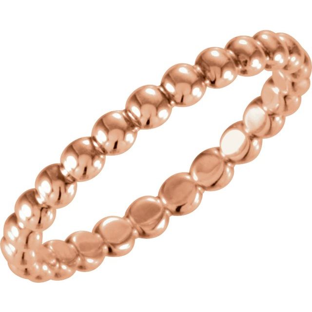 14K Rose 2.5 mm Stackable Bead Ring Size 7