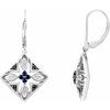 Sterling Silver Blue Sapphire and .04 CTW Diamond Lever Back Earrings Ref 4896982