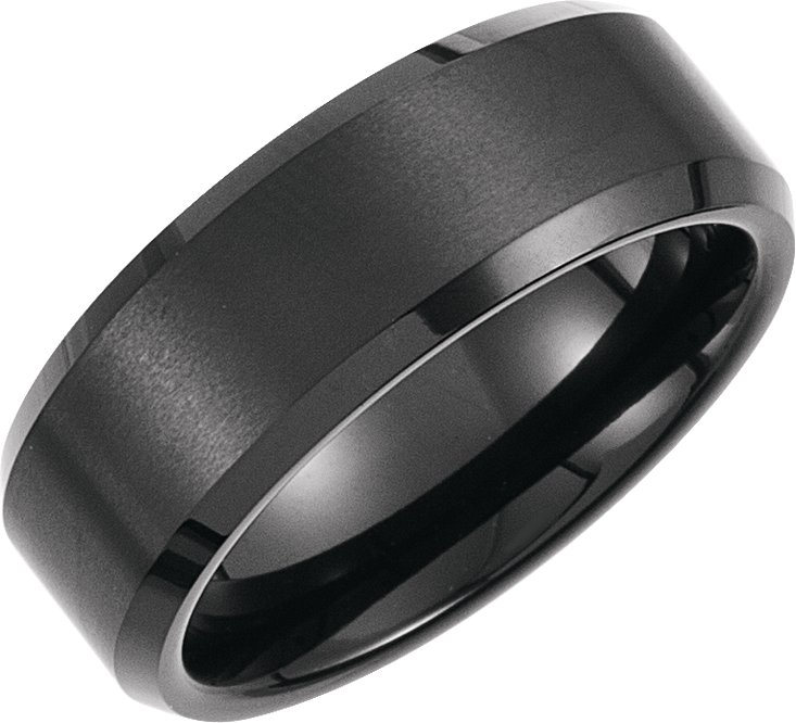 Tungsten 8 mm Black Immerse Plated Satin Finish Band Size 11