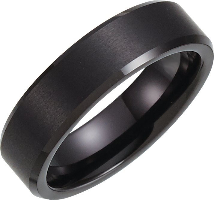 Black PVD Tungsten 6 mm Beveled Edge Band Size 11