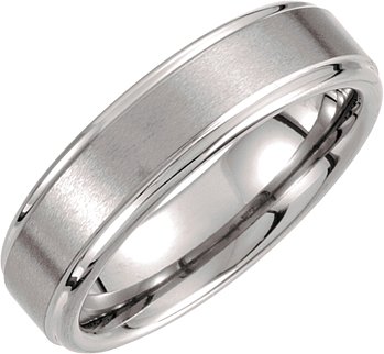 Tungsten 6 mm Satin and Polished Edge Band Size 11