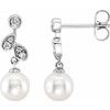 14K White Freshwater Cultured Pearl and .167 CTW Diamond Earrings Ref. 4924778