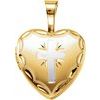14K Yellow Gold Plated Sterling Silver Heart Cross Locket Ref. 3693942