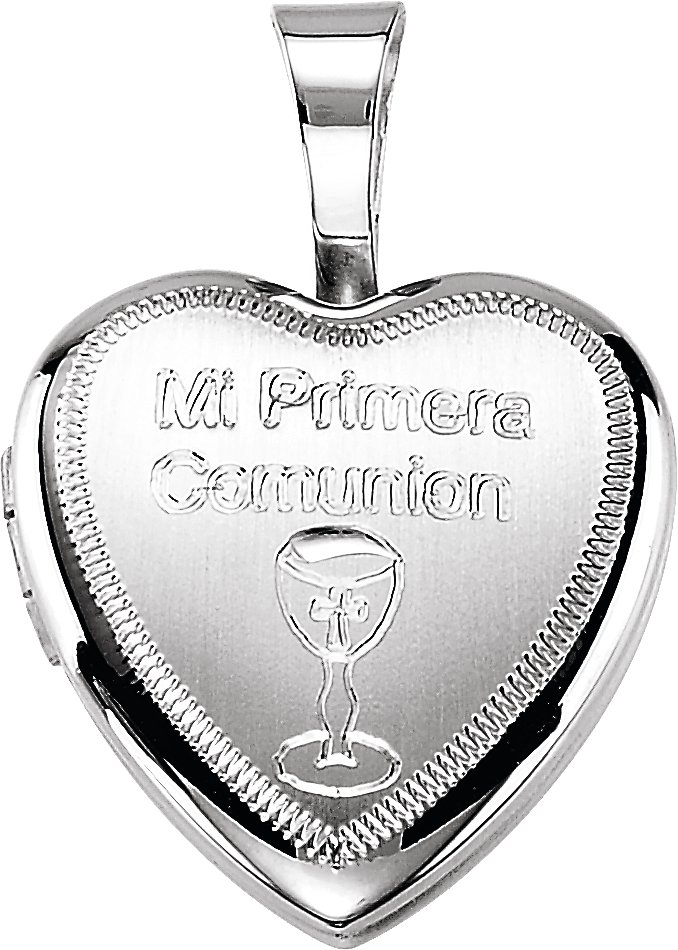 Sterling Silver "Mi Primera Communion" Heart Locket