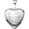 Sterling Silver Cross Heart Locket with Epoxy Ref. 3693794