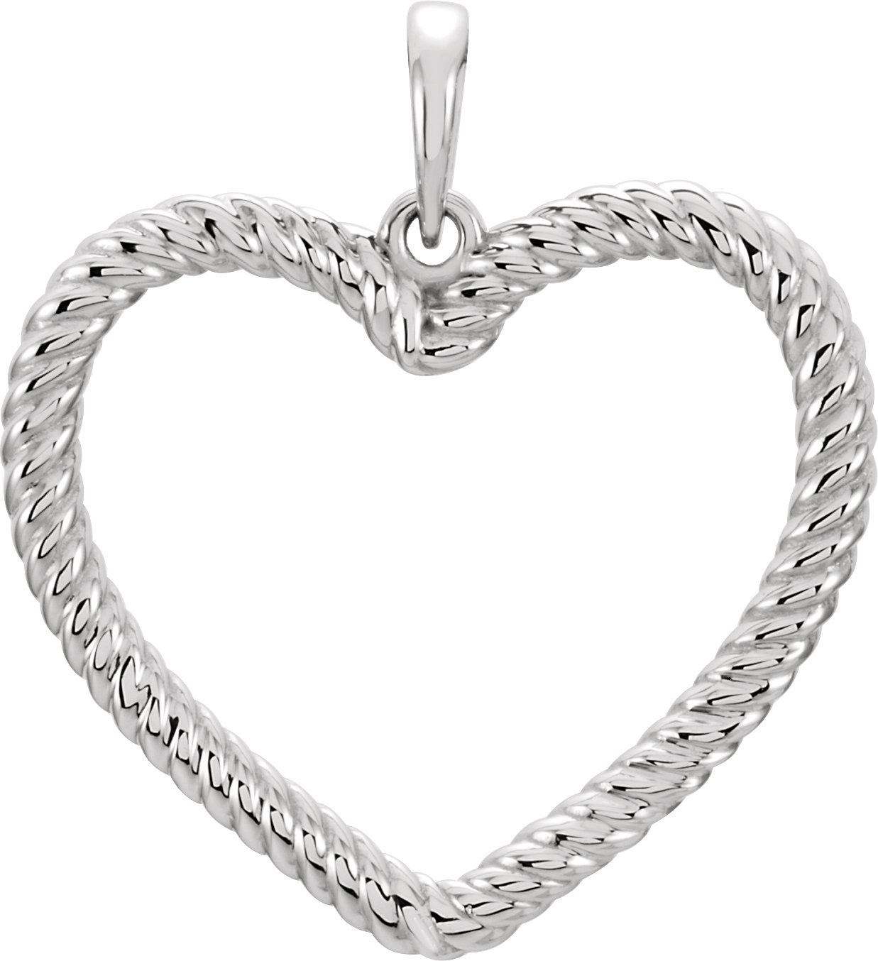 14K White Rope Heart Pendant