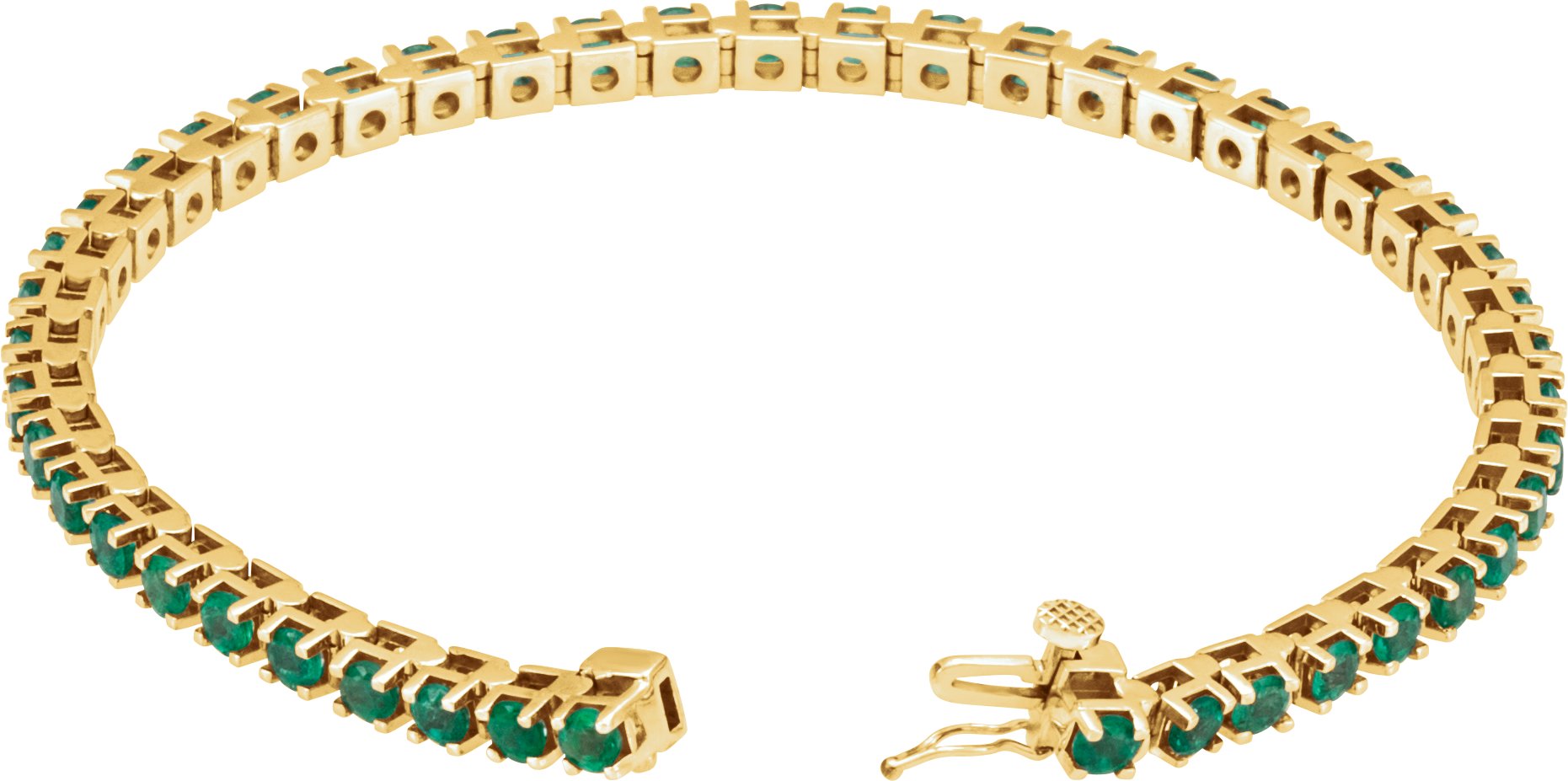 14K Yellow Lab-Grown Emerald Line 7 Bracelet