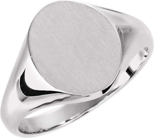 10K White Oval Signet Ring