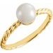 14K Yellow 7.5-8 mm Cultured White Freshwater Pearl Ring