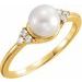 14K Yellow 6.5-7 mm Cultured Freshwater White Pearl & .09 CTW Natural Diamond Ring