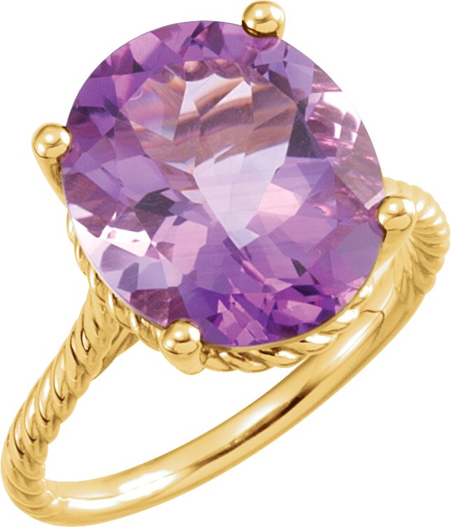 14K Yellow 14x12 mm Amethyst Rope Ring Ref 11448404