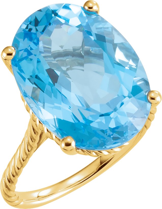 14K Yellow 18x13 mm Swiss Blue Topaz Rope Ring Ref 11448447