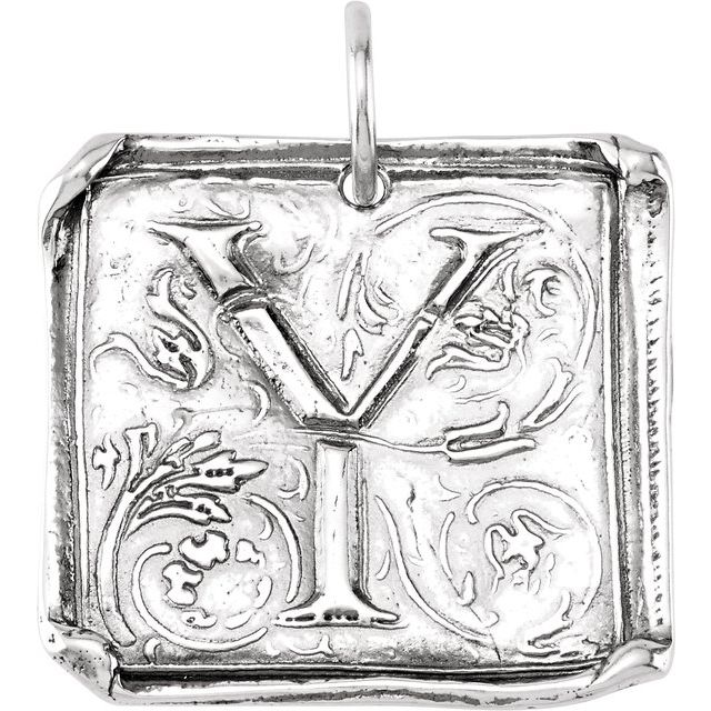 Sterling Silver Posh Mommy® Initial Y Vintage-Inspired Pendant