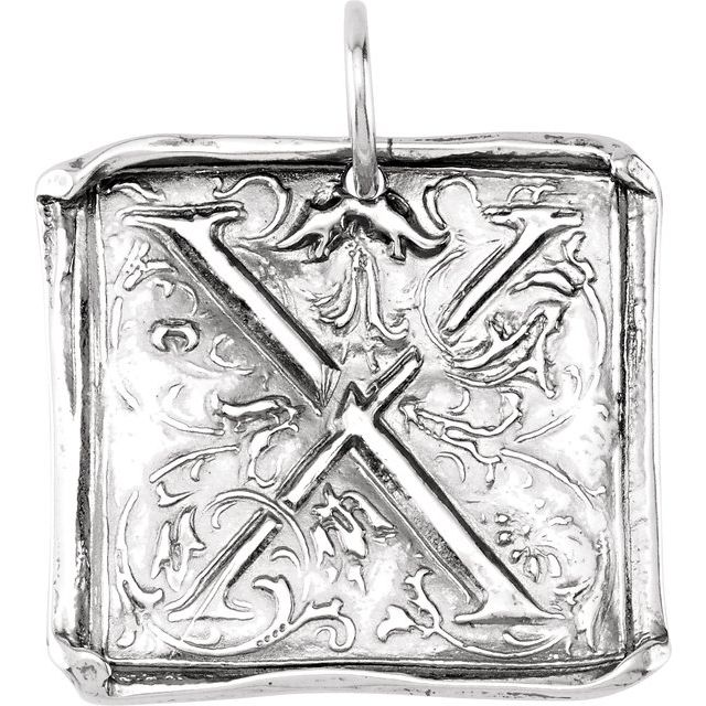 Sterling Silver Posh Mommy® Initial X Vintage-Inspired Pendant