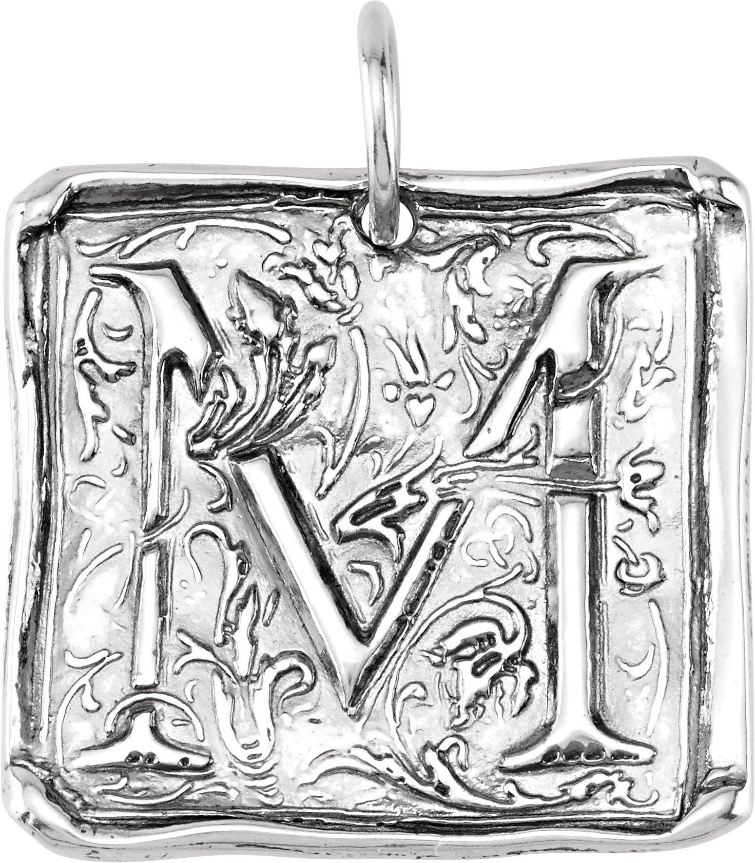 Sterling Silver Posh Mommy® Initial M Vintage-Inspired Pendant