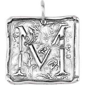 Sterling Silver Initial "M" Vintage-Inspired Pendant