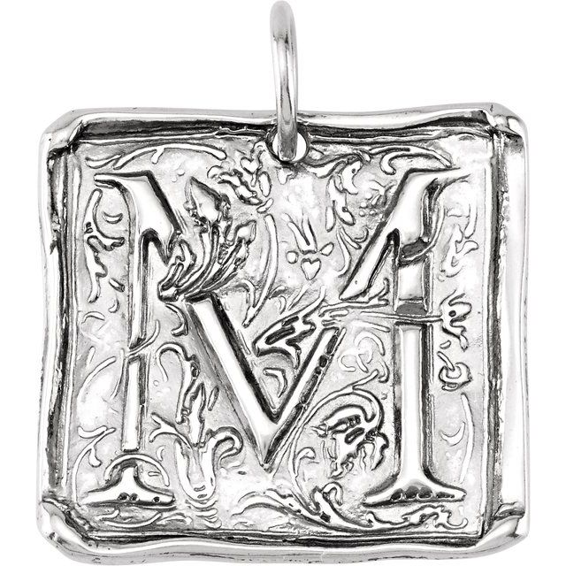 Sterling Silver Initial M Vintage-Inspired Pendant