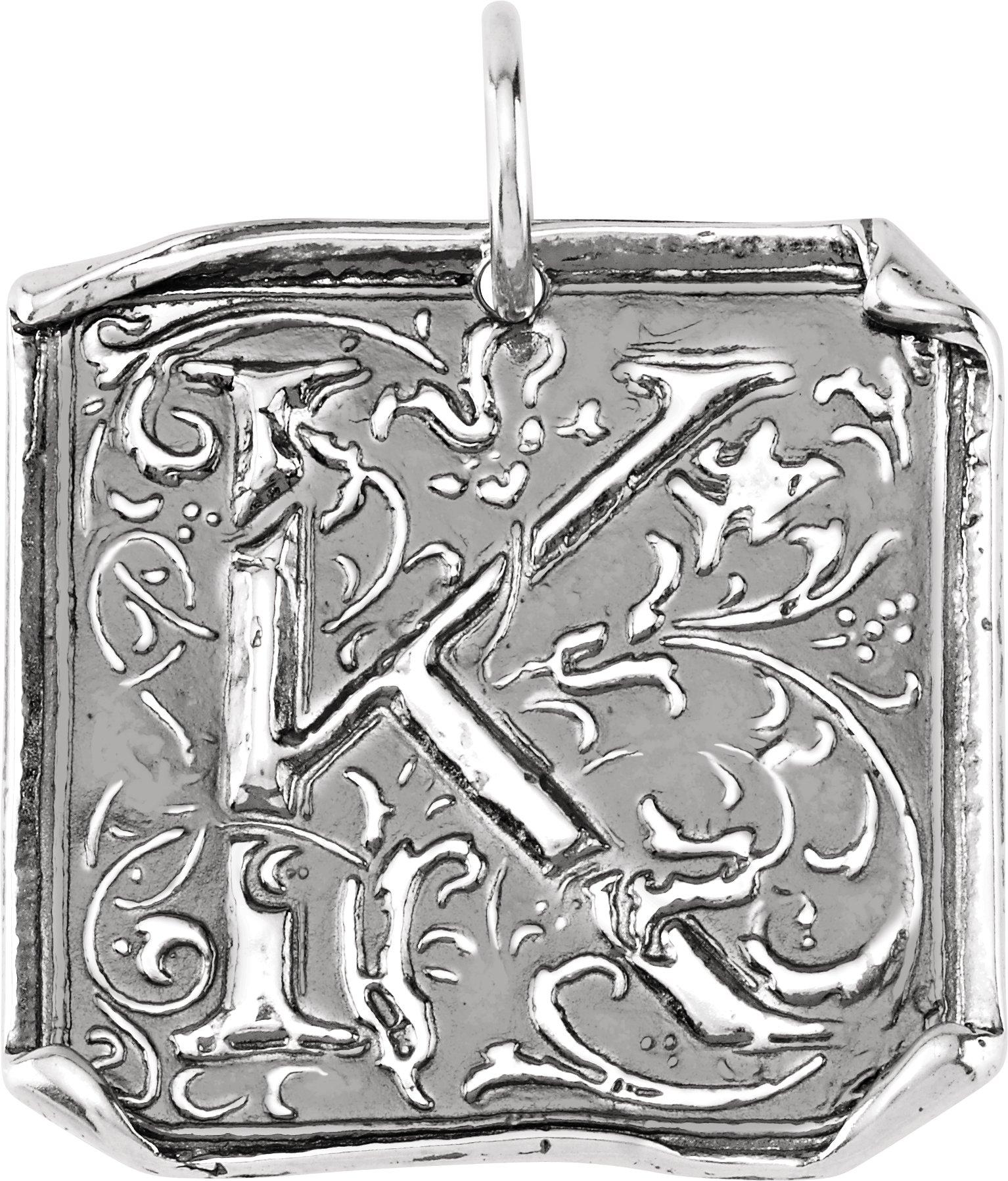 Sterling Silver Initial "K" Vintage-Inspired Pendant