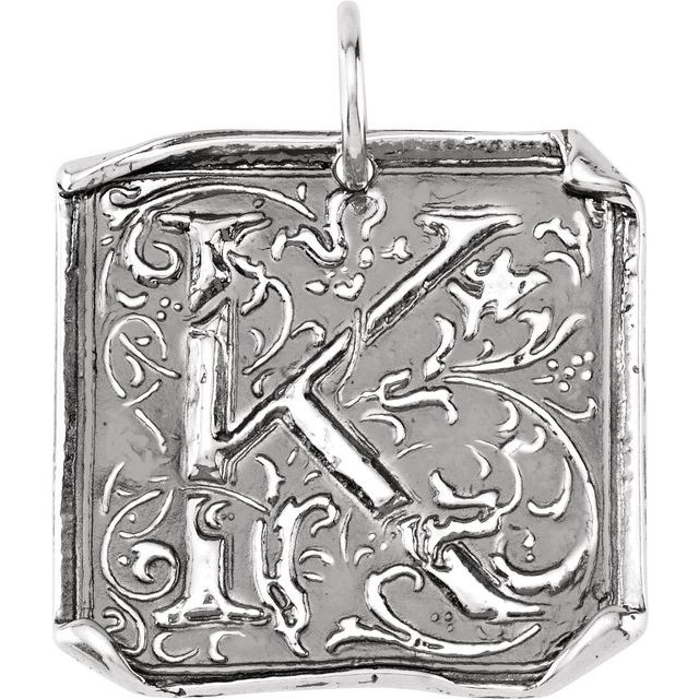 Sterling Silver Posh Mommy® Initial K Vintage-Inspired Pendant