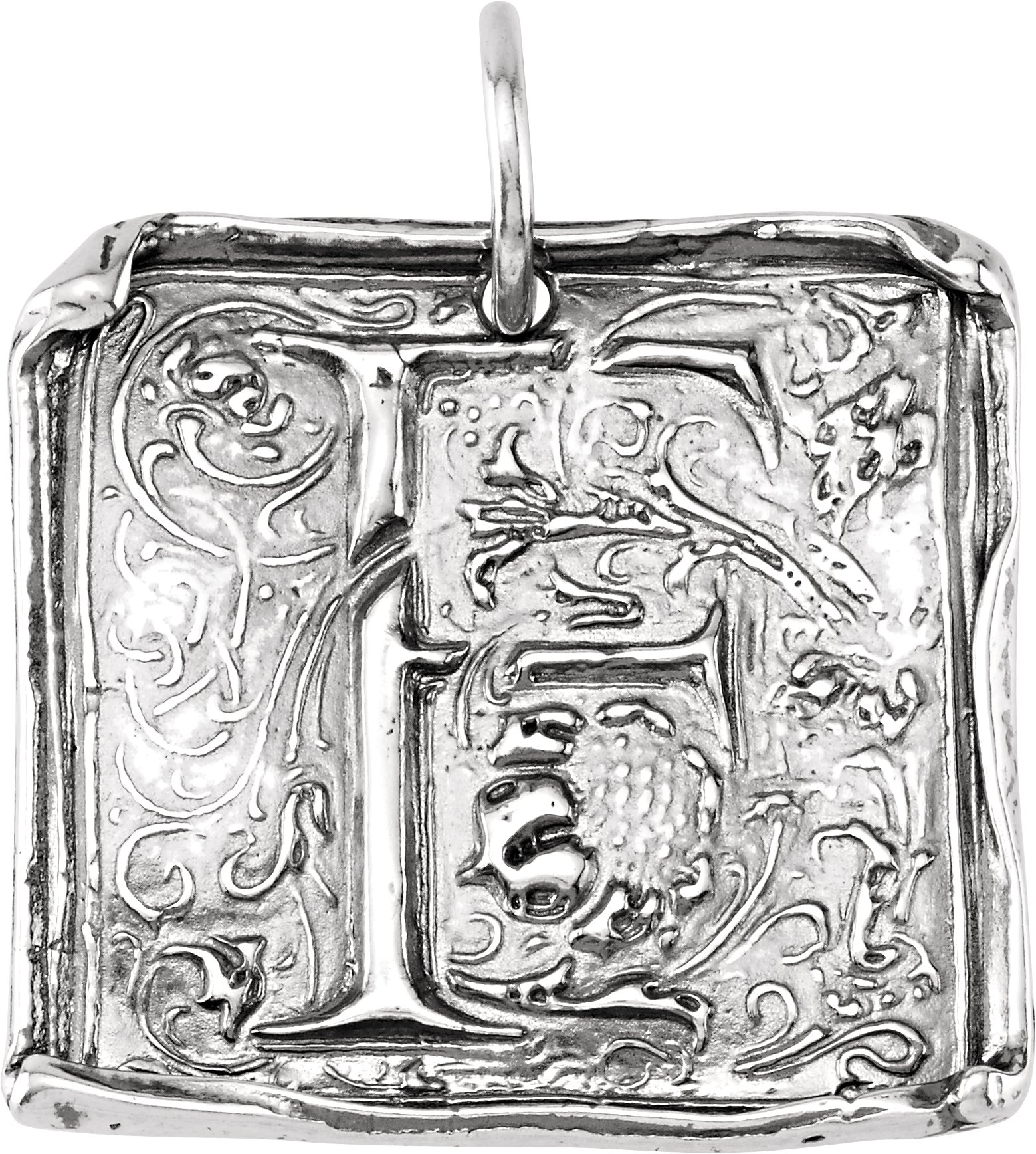 Sterling Silver Initial "F" Vintage-Inspired Pendant