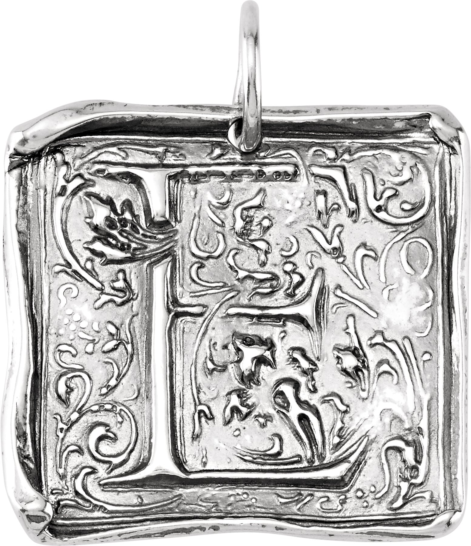 Sterling Silver Posh Mommy® Initial E Vintage-Inspired Pendant
