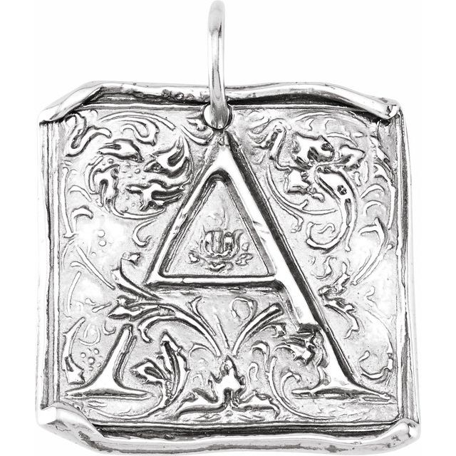 Sterling Silver Posh Mommy® Initial A Vintage-Inspired Pendant