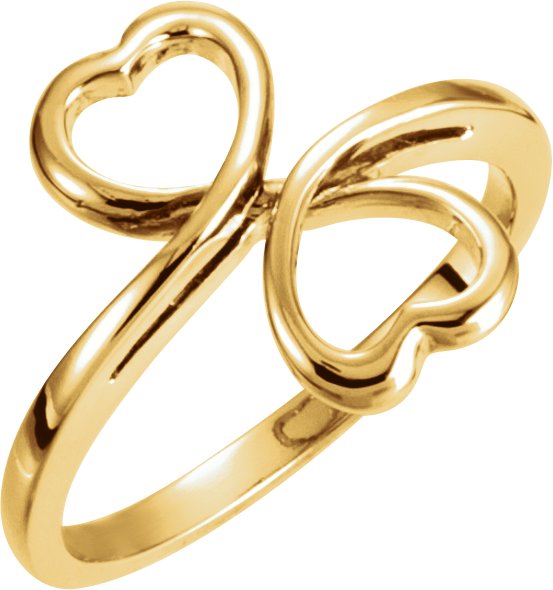 14K Yellow 14 mm Double Heart Ring