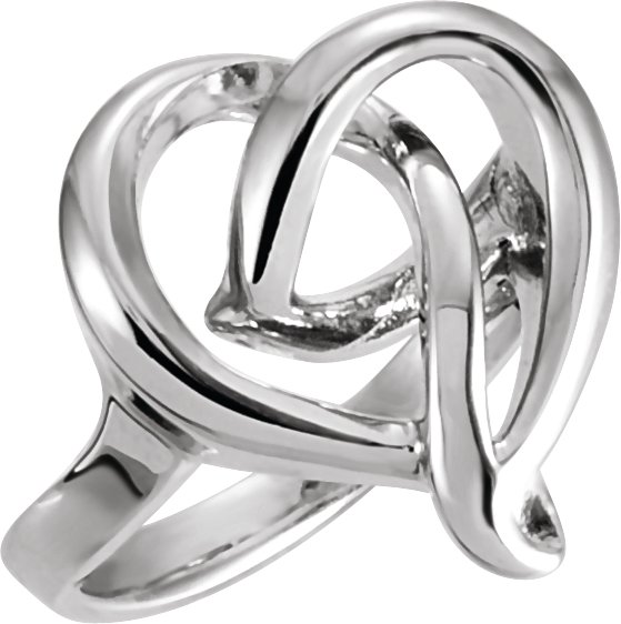 14K White 16 mm Freeform Heart Ring