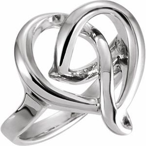 Sterling Silver 16 mm Freeform Heart Ring