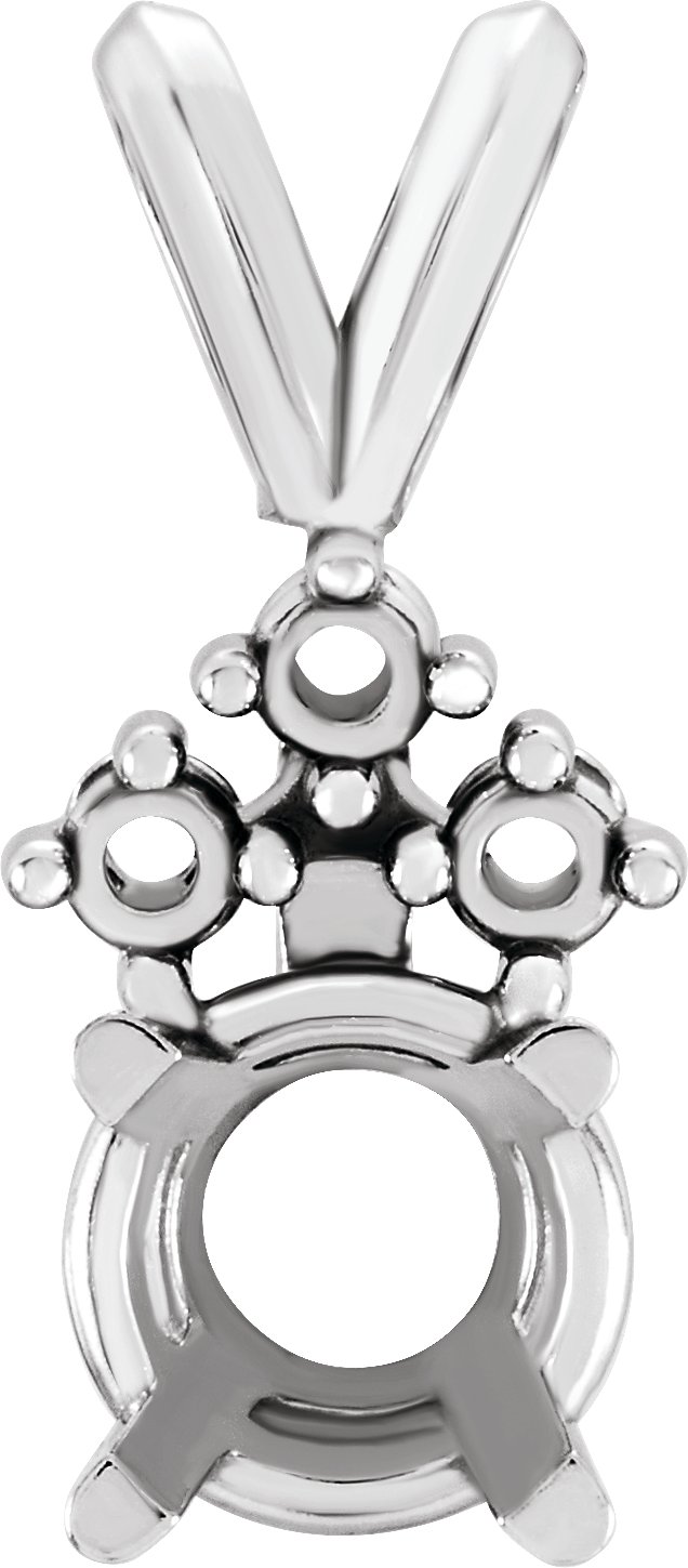 Sterling Silver 20 mm Round Accented Pendant Mounting