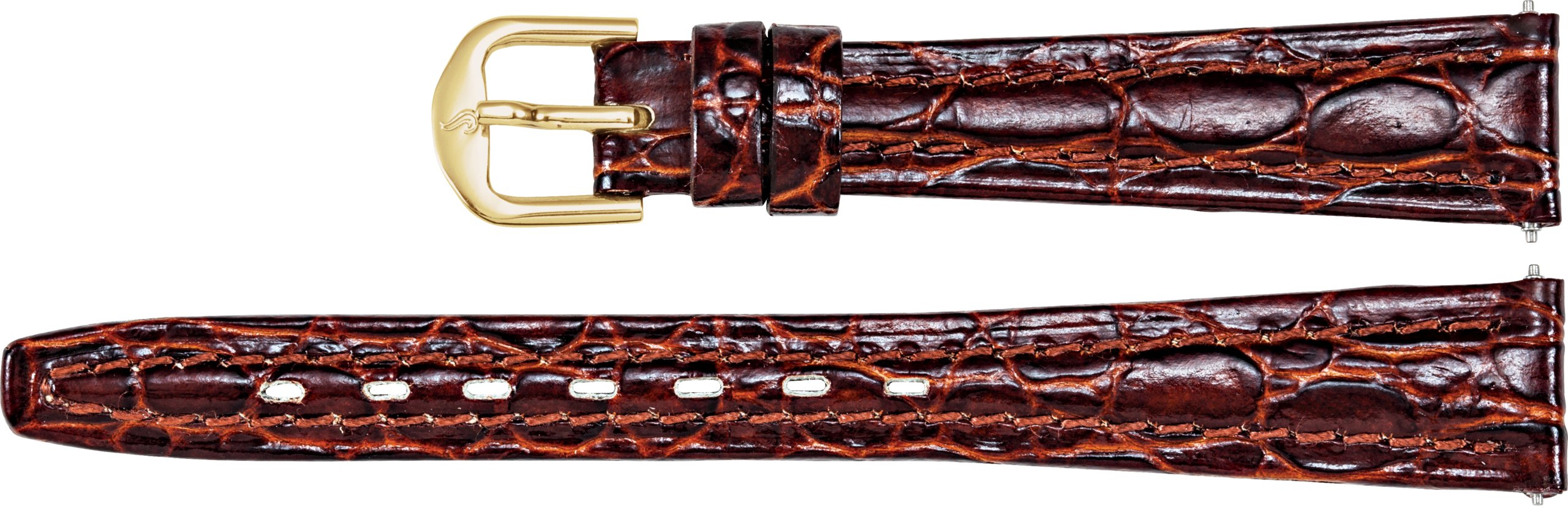 Leather Crocodile Grain Semi-Padded Watch Band