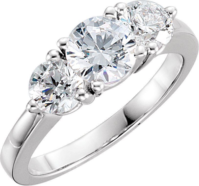3-Stone Semi-Mount Engagement Ring or Mounting
