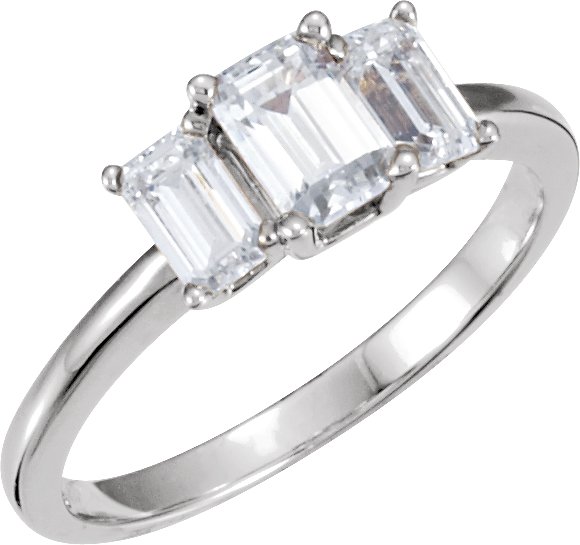 3-Stone Anniversary Ring Mounting for Emerald-Cut Gemstones