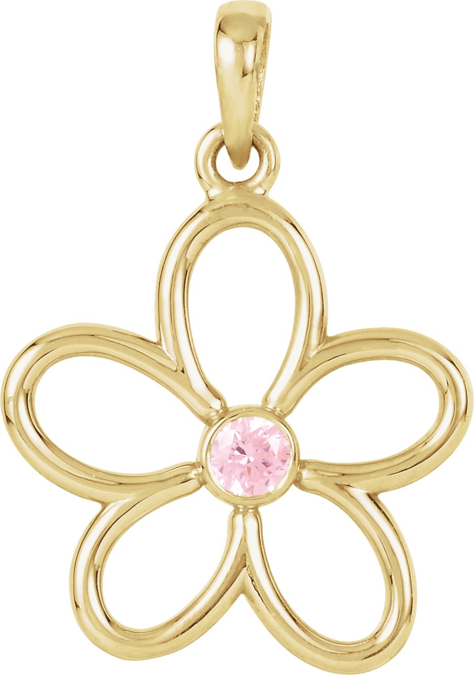 14K Yellow Pink Tourmaline Flower 18 inch Necklace Ref 4374953