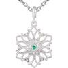 Sterling Silver Emerald and .03 CTW Diamond 18 inch Necklace Ref 4932019