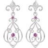 Sterling Silver with 14K White Post Ruby and .025 CTW Diamond Earrings Ref 4929552