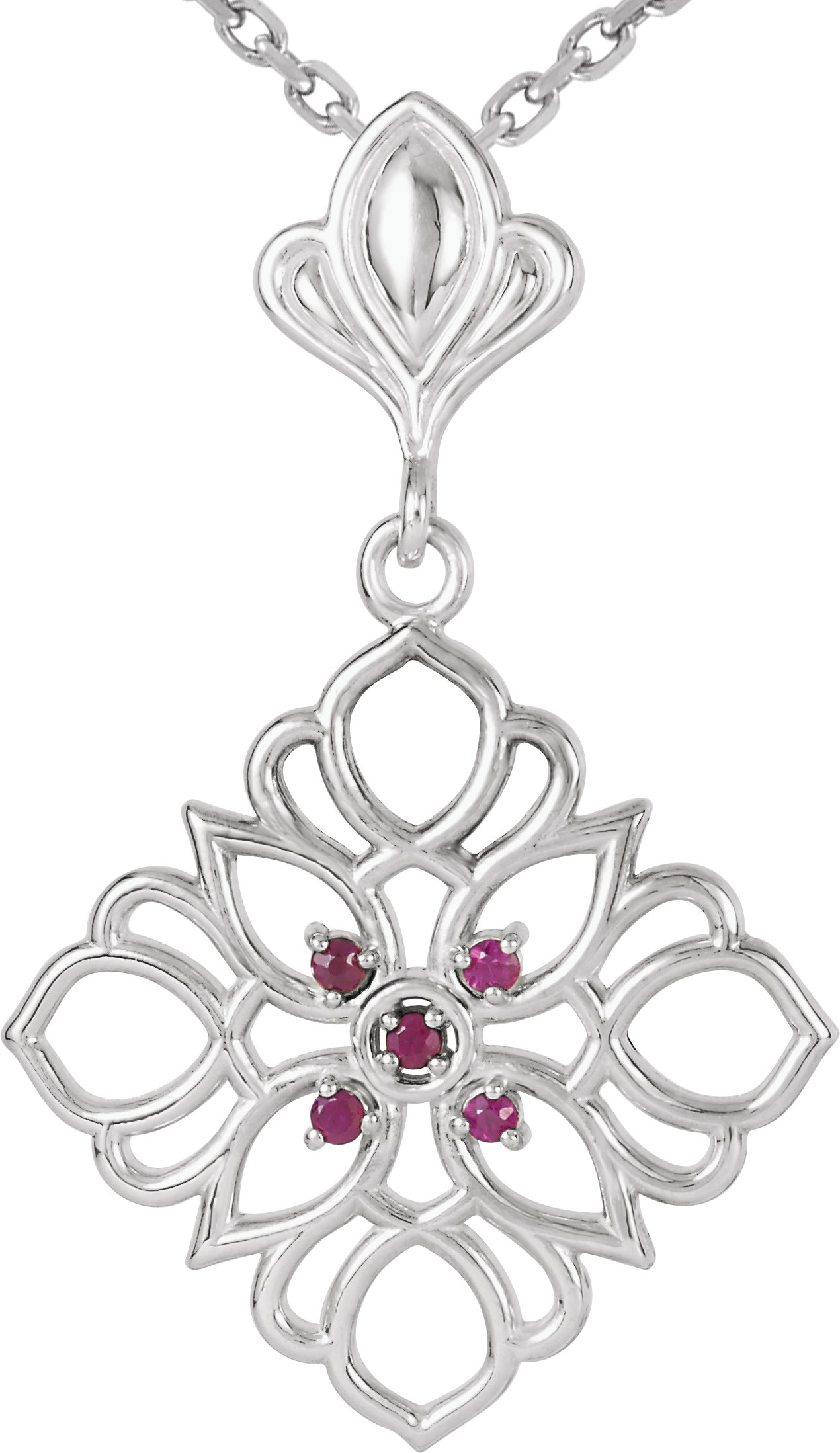 Sterling Silver Ruby 18 inch Necklace Ref 4932046