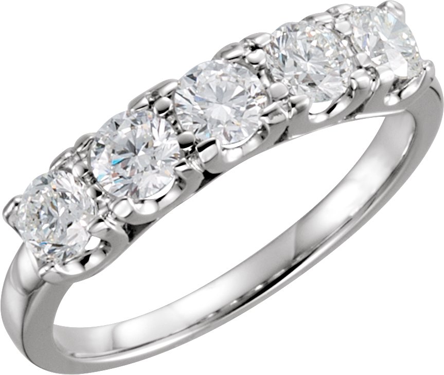 Platinum 5 Stone Diamond Anniversary Band 1.25 CTW Ref 898213