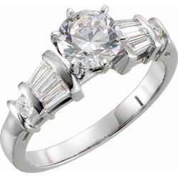 Engagement Ring Mounting with Baguette Accents or Band
