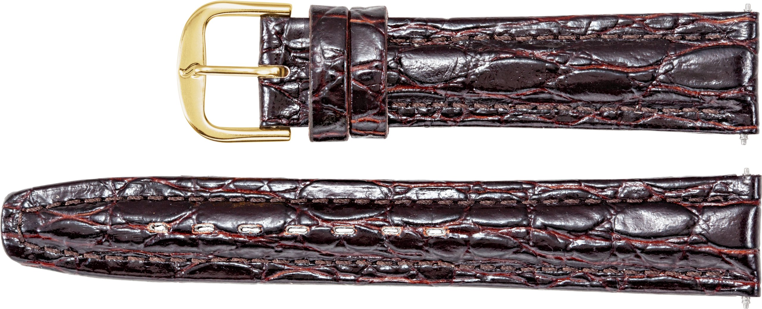 Leather Crocodile Grain Semi-Padded Watch Band