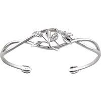 14K White .05 CTW Natural Diamond Floral Cuff Bracelet