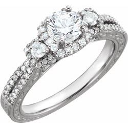 651712 / 14Kt White / Engagement Ring / 1/2 Ctw Diamond Semi-Mount Engagement Ring