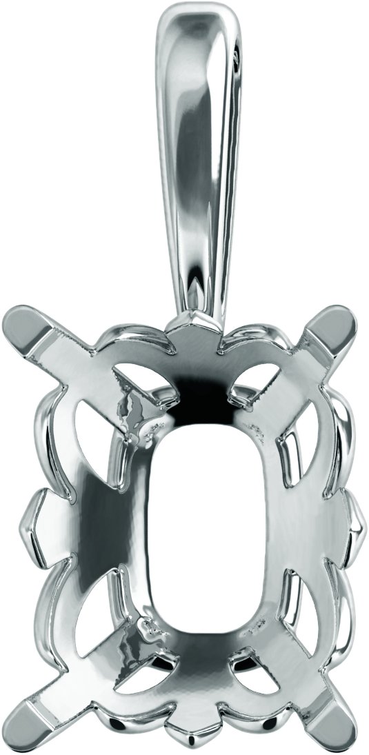Elongated Cushion 4-Prong Fleur-de-lis Pendant