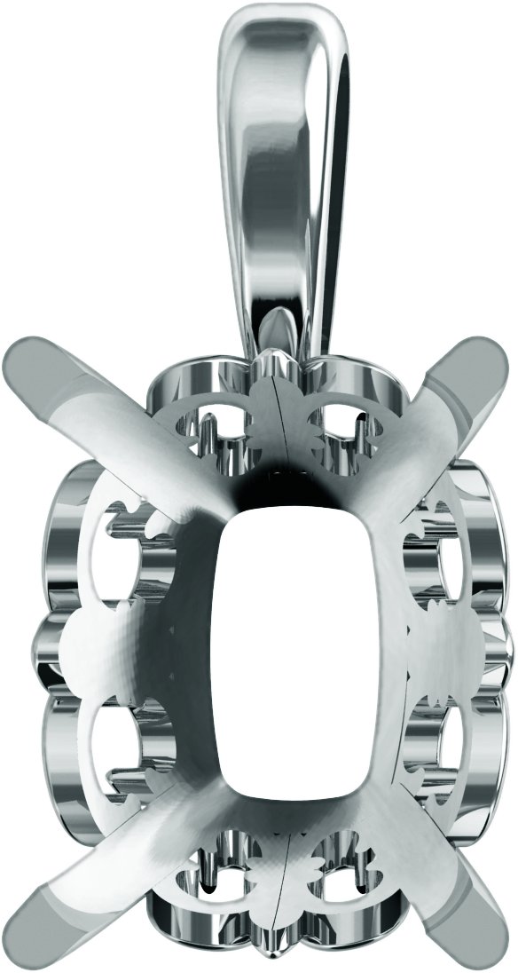 Elongated Cushion 4-Prong Fleur-de-lis Pendant Mounting
