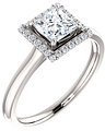 14K White 5.5x5.5 mm Square 1/8 CTW Natural Diamond Semi-Set Engagement Ring