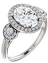 14K White 9x7 mm Oval 1/3 CTW Natural Diamond Semi-Set Engagement Ring